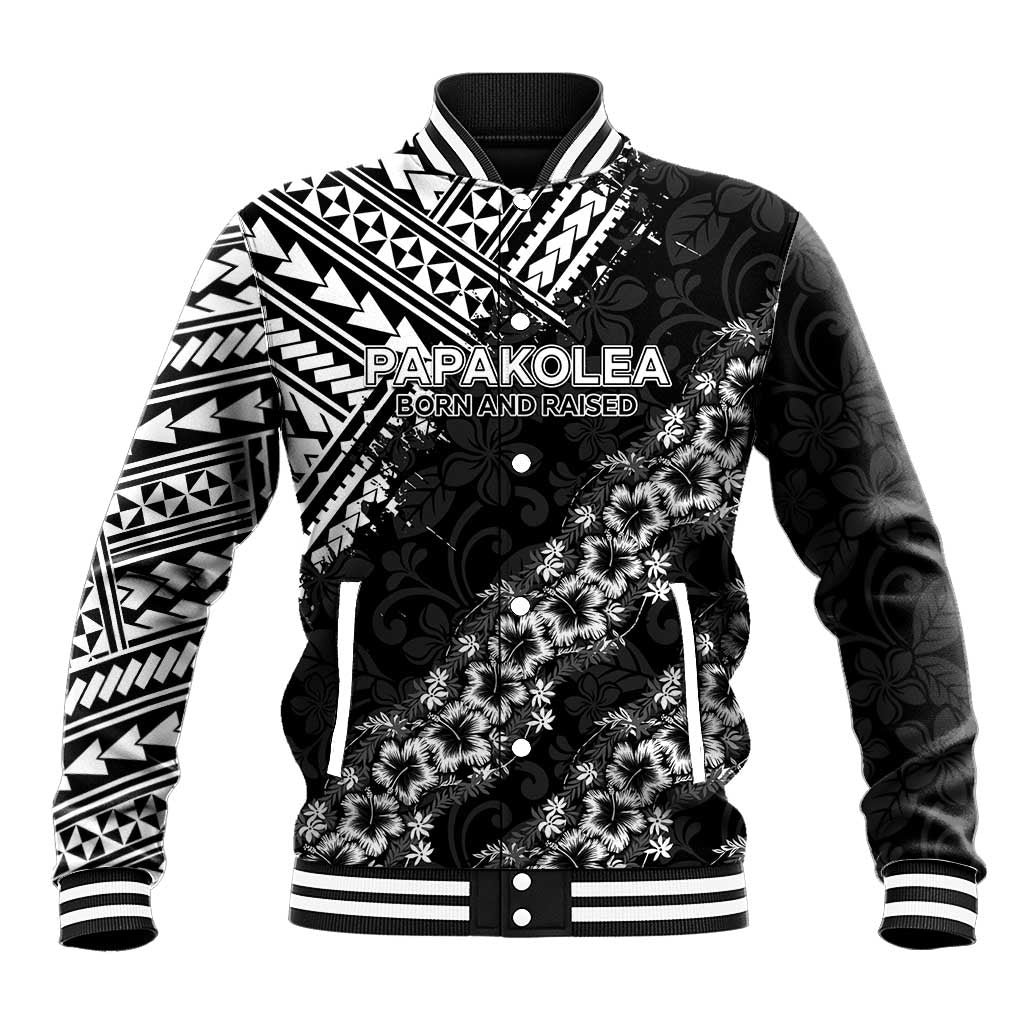 Hawaii Papakolea Born And Raised Baseball Jacket Hawaiian Tribal Pattern LT05 Unisex Black - Polynesian Pride