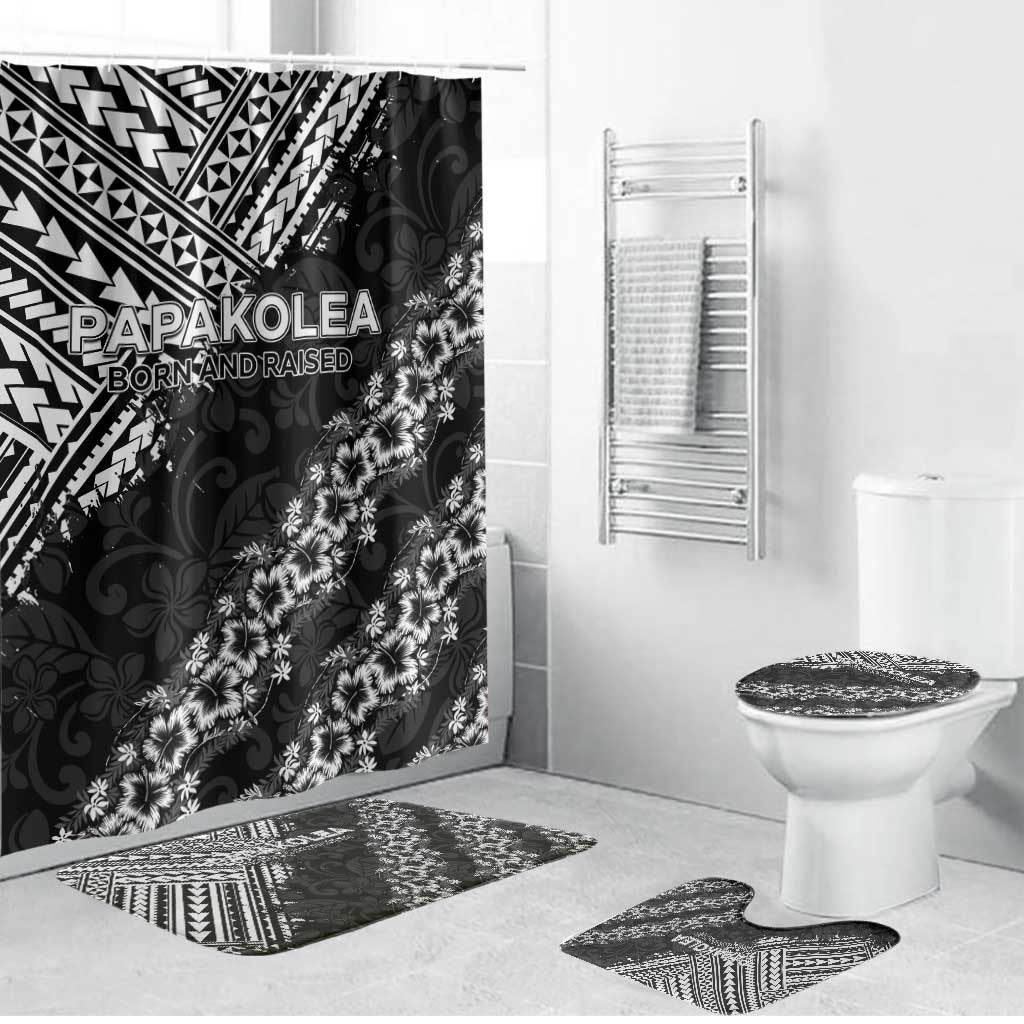 Hawaii Papakolea Born And Raised Bathroom Set Hawaiian Tribal Pattern LT05 Bathroom Set (4 pcs) Black - Polynesian Pride