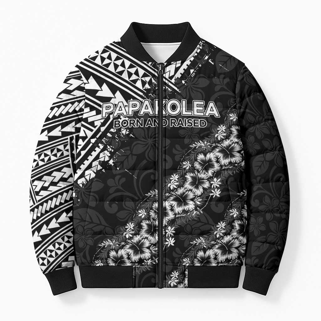 Hawaii Papakolea Born And Raised Bomber Puffer Jacket Hawaiian Tribal Pattern LT05 Unisex Black - Polynesian Pride