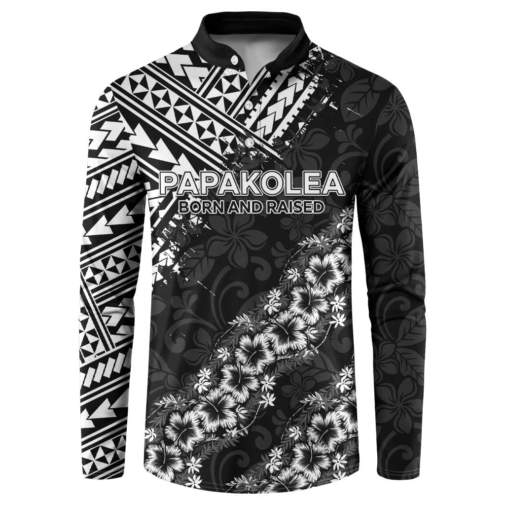 Hawaii Papakolea Born And Raised Button Sweatshirt Hawaiian Tribal Pattern LT05 Black - Polynesian Pride