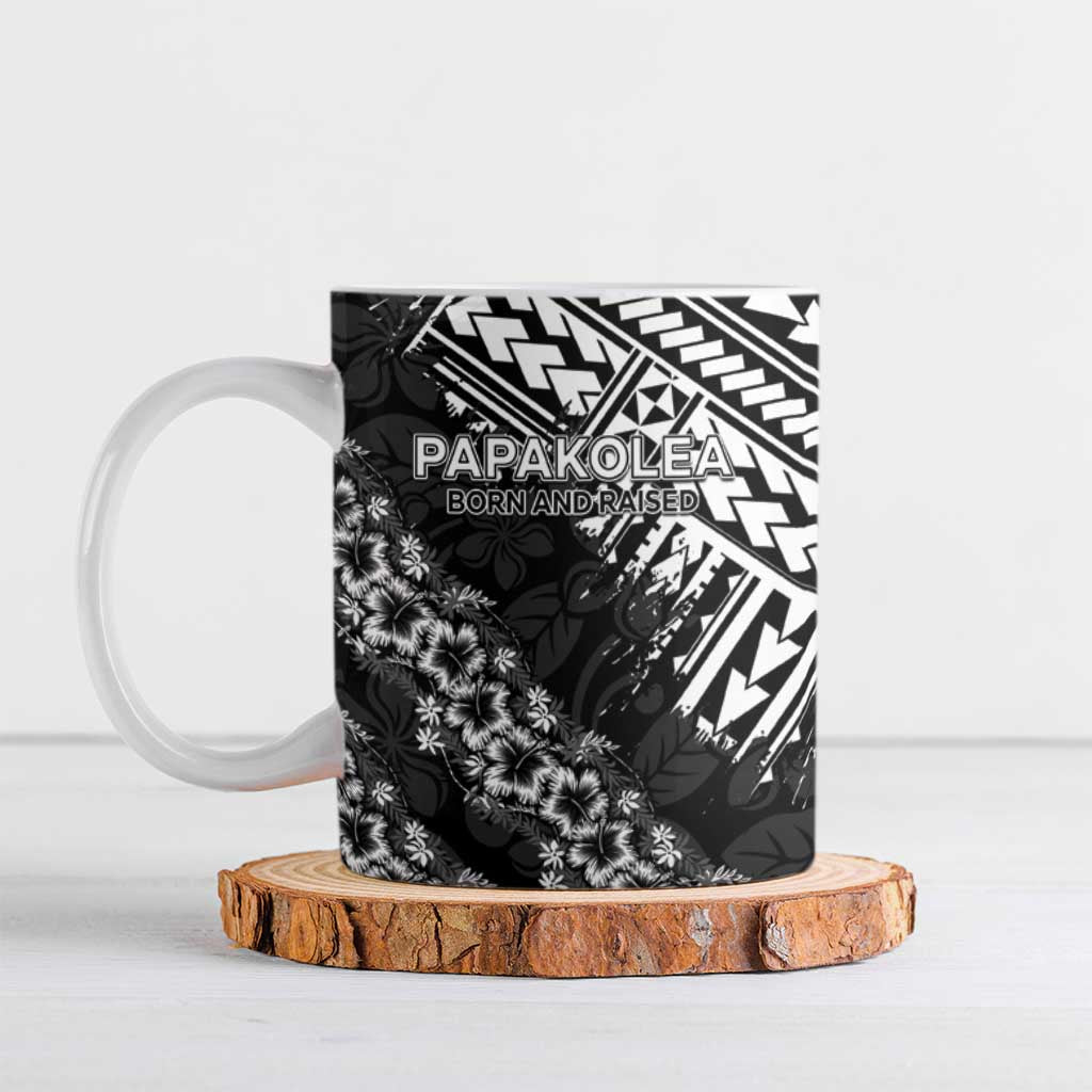 Hawaii Papakolea Born And Raised Ceramic Mug Hawaiian Tribal Pattern LT05 Black - Polynesian Pride