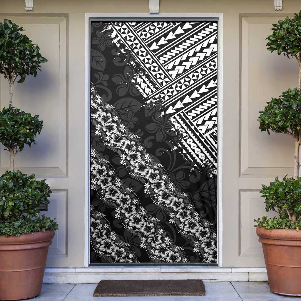 Hawaii Papakolea Born And Raised Door Cover Hawaiian Tribal Pattern LT05 Black - Polynesian Pride