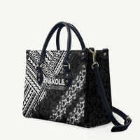 Hawaii Papakolea Born And Raised Leather Bag Hawaiian Tribal Pattern LT05 Black - Polynesian Pride