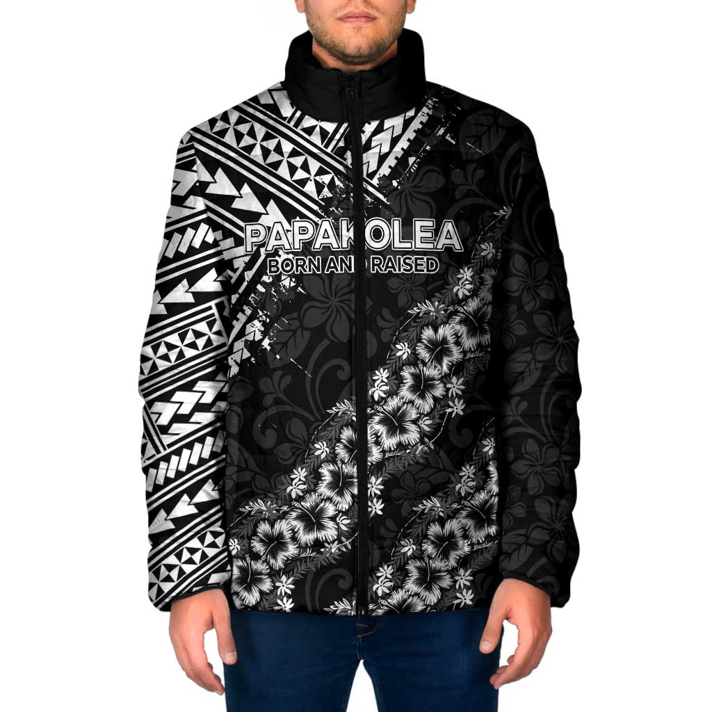 Hawaii Papakolea Born And Raised Padded Jacket Hawaiian Tribal Pattern LT05 Men Black - Polynesian Pride