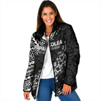 Hawaii Papakolea Born And Raised Padded Jacket Hawaiian Tribal Pattern LT05 Women Black - Polynesian Pride