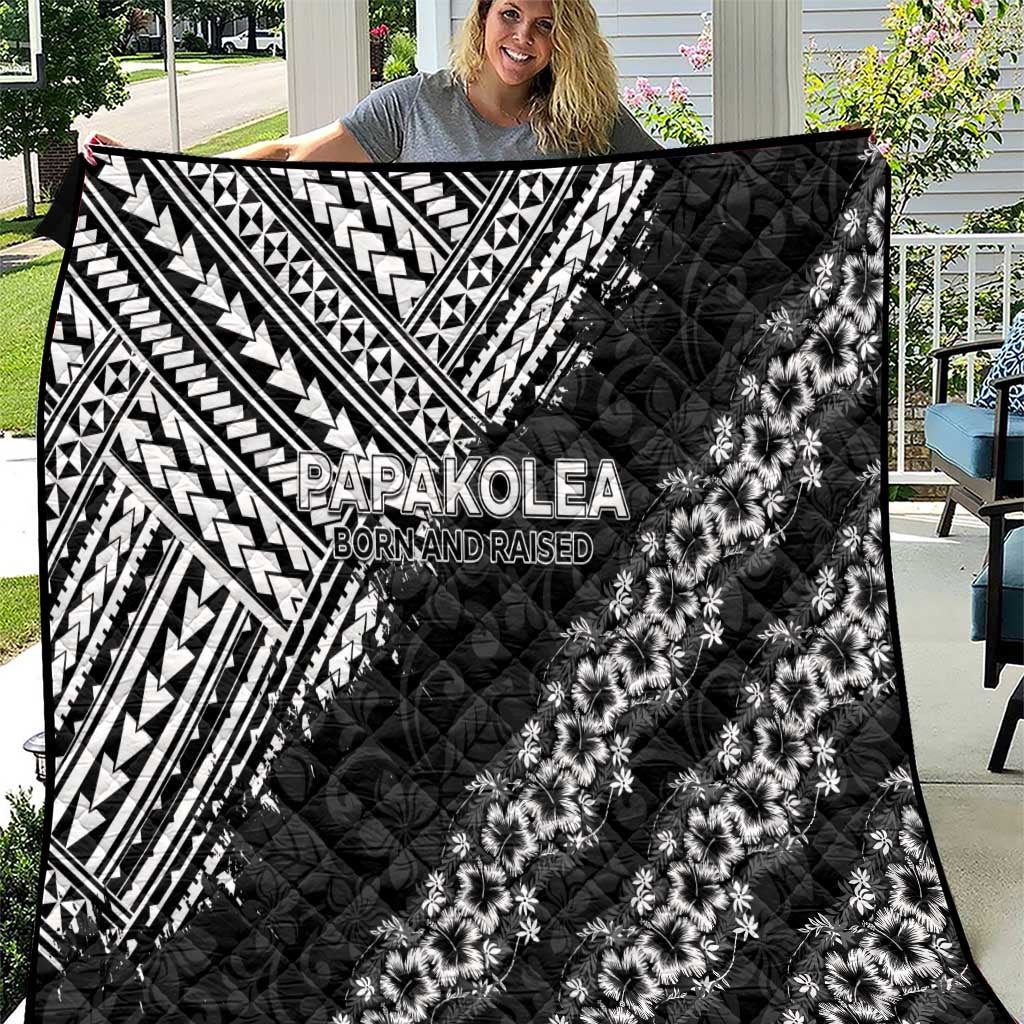 Hawaii Papakolea Born And Raised Quilt Hawaiian Tribal Pattern LT05 Black - Polynesian Pride