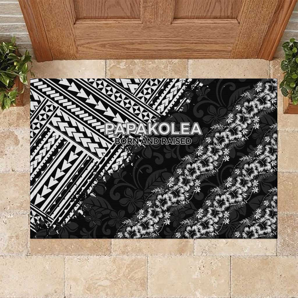 Hawaii Papakolea Born And Raised Rubber Doormat Hawaiian Tribal Pattern LT05 Black - Polynesian Pride