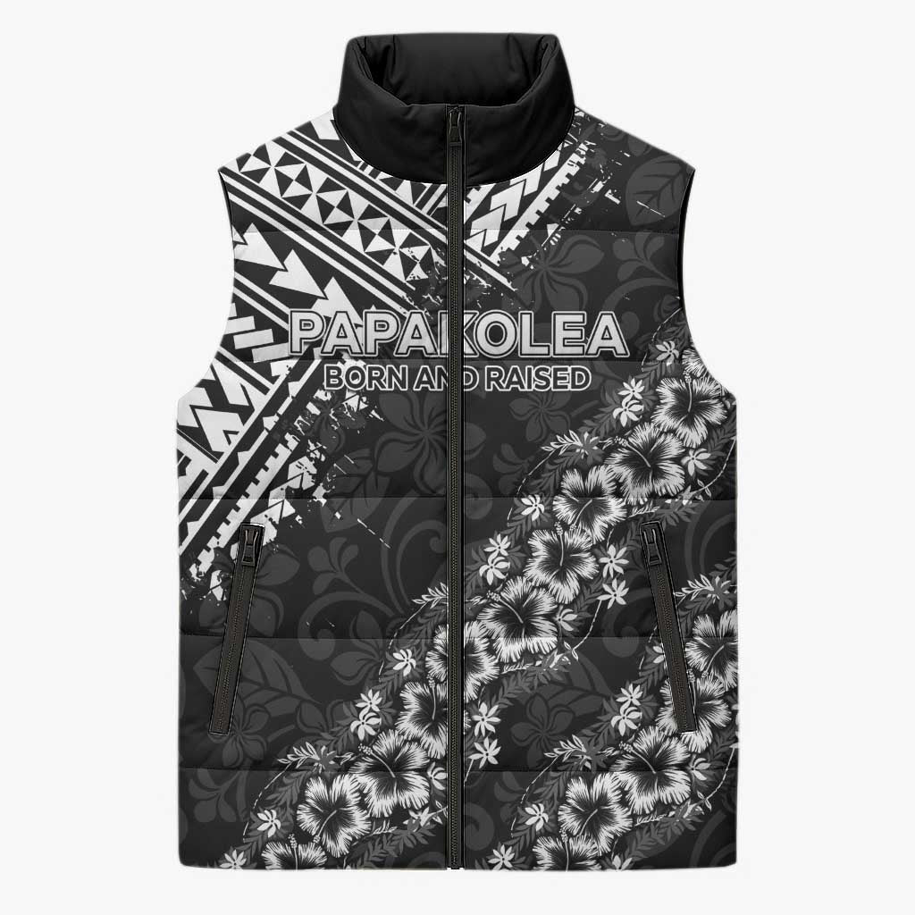 Hawaii Papakolea Born And Raised Sleeveless Puffer Jacket Hawaiian Tribal Pattern LT05 Unisex Black - Polynesian Pride