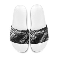 Hawaii Papakolea Born And Raised Slide Sandals Hawaiian Tribal Pattern LT05 Black - Polynesian Pride