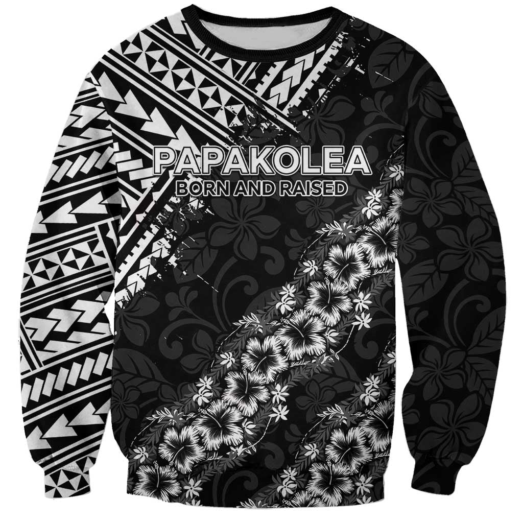Hawaii Papakolea Born And Raised Sweatshirt Hawaiian Tribal Pattern LT05 Unisex Black - Polynesian Pride