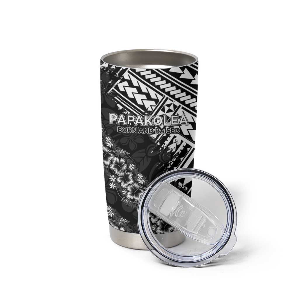 Hawaii Papakolea Born And Raised Tumbler Cup Hawaiian Tribal Pattern LT05 - Polynesian Pride
