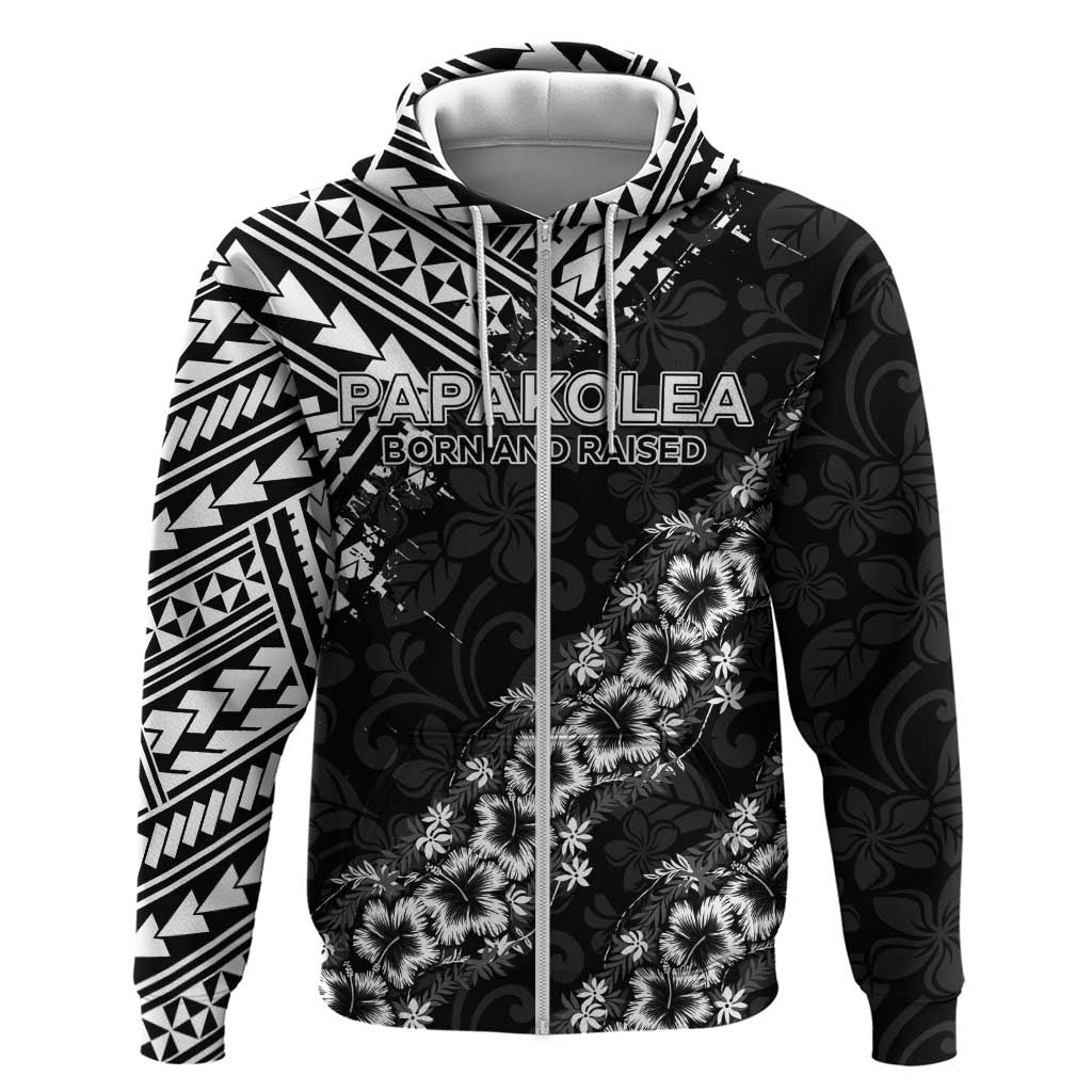 Hawaii Papakolea Born And Raised Zip Hoodie Hawaiian Tribal Pattern LT05 Zip Hoodie Black - Polynesian Pride