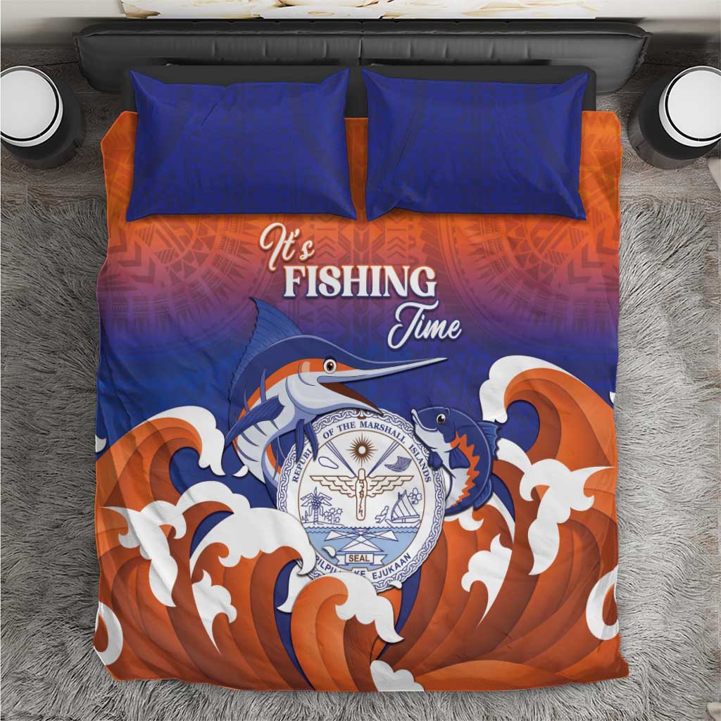Marshall Islands Fishermen's Day Bedding Set It's Fishing Time LT05 Orange - Polynesian Pride