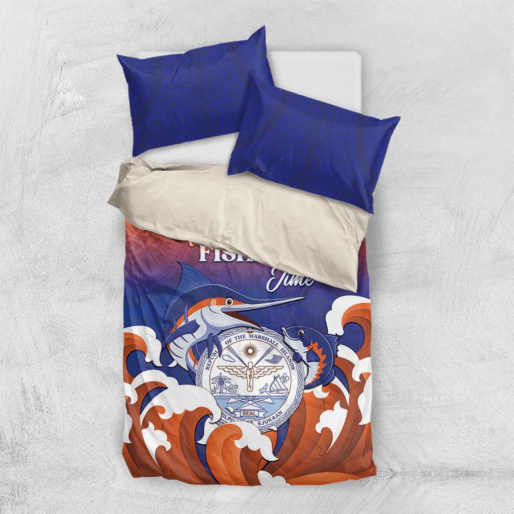 Marshall Islands Fishermen's Day Bedding Set It's Fishing Time LT05 US Twin 172cm x 218cm Orange - Polynesian Pride