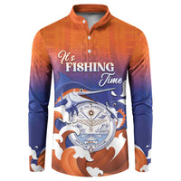 Marshall Islands Fishermen's Day Button Sweatshirt It's Fishing Time LT05 Orange - Polynesian Pride