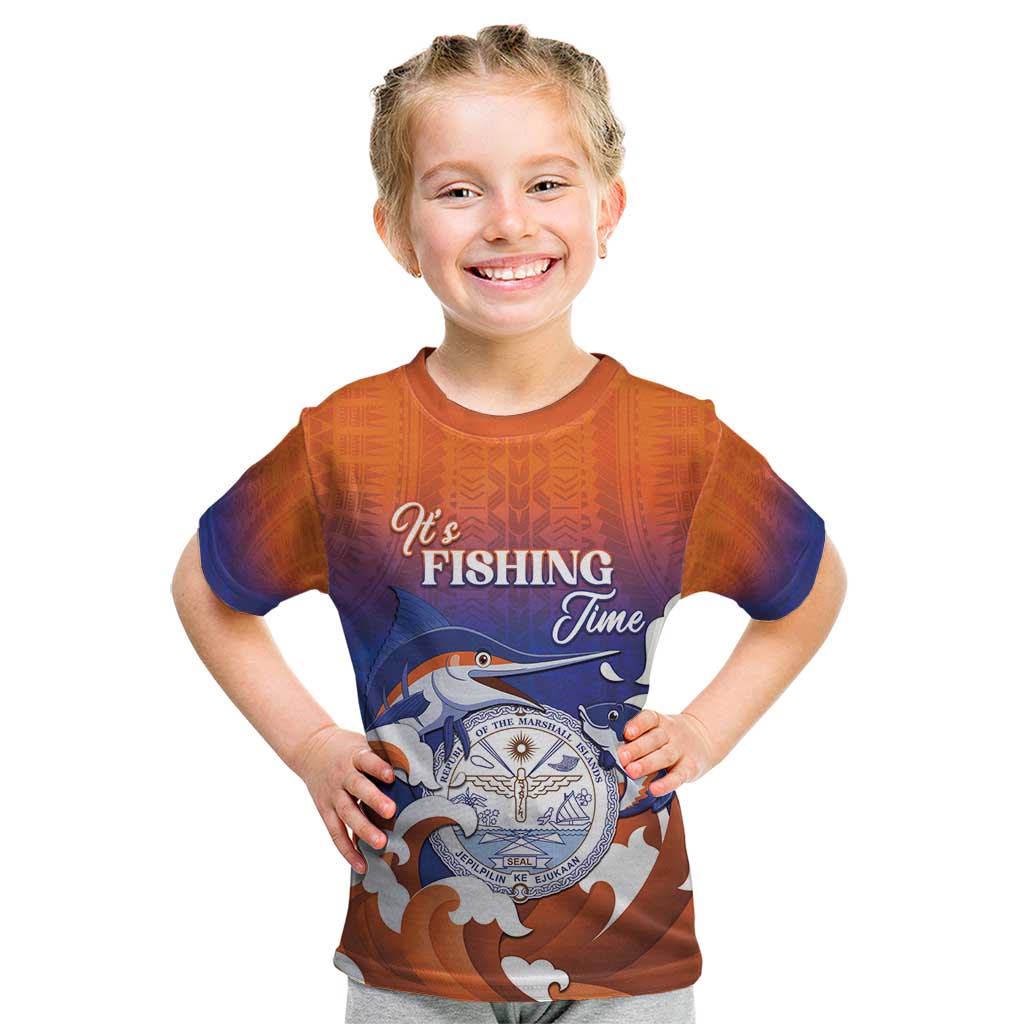 Marshall Islands Fishermen's Day Kid T Shirt It's Fishing Time LT05 Orange - Polynesian Pride