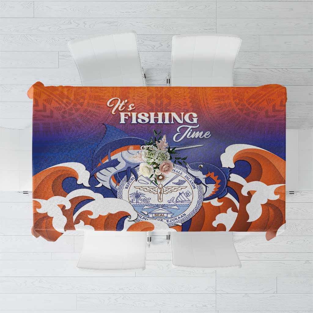 Marshall Islands Fishermen's Day Tablecloth It's Fishing Time LT05 Orange - Polynesian Pride