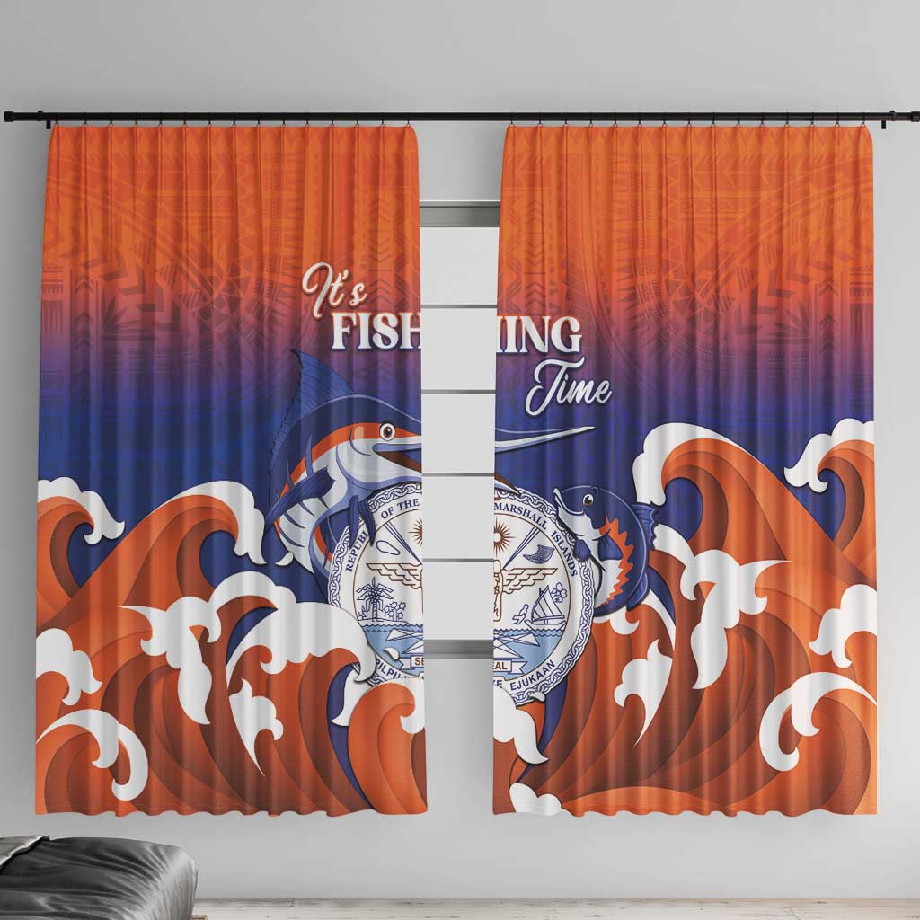 Marshall Islands Fishermen's Day Window Curtain It's Fishing Time LT05 With Hooks Orange - Polynesian Pride