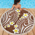 Plumeria With Brown Polynesian Tattoo Pattern Beach Blanket