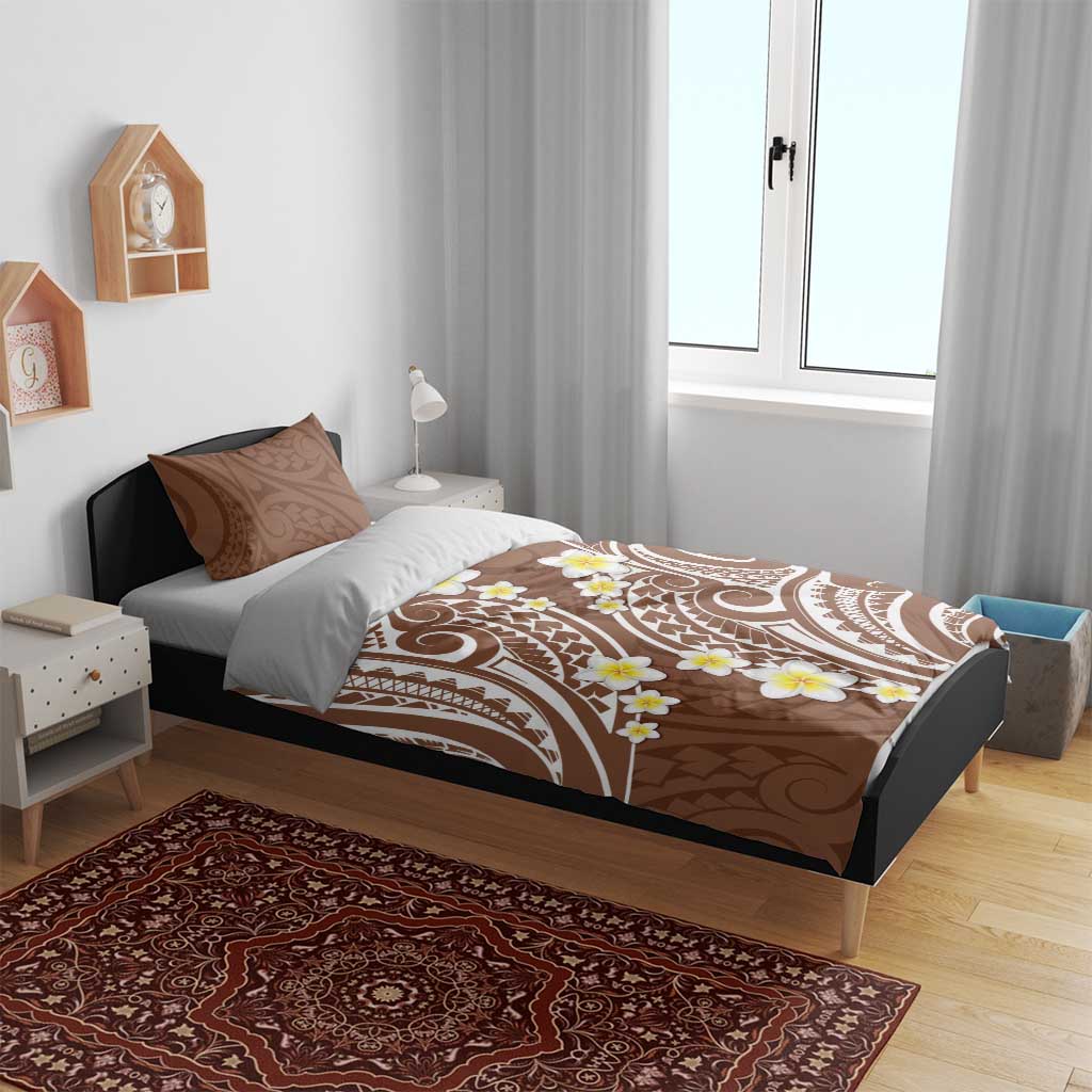 Plumeria With Brown Polynesian Tattoo Pattern Bedding Set LT05 - Polynesian Pride