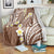 Plumeria With Brown Polynesian Tattoo Pattern Blanket