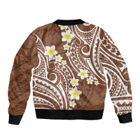 Plumeria With Brown Polynesian Tattoo Pattern Bomber Jacket LT05 - Polynesian Pride