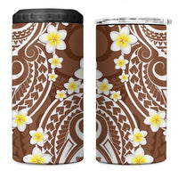 Plumeria With Brown Polynesian Tattoo Pattern 4 in 1 Can Cooler Tumbler LT05 One Size: 16 oz Brown - Polynesian Pride