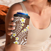 Plumeria With Brown Polynesian Tattoo Pattern 4 in 1 Can Cooler Tumbler LT05 - Polynesian Pride
