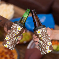 Plumeria With Brown Polynesian Tattoo Pattern 4 in 1 Can Cooler Tumbler LT05 - Polynesian Pride