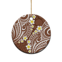 Plumeria With Brown Polynesian Tattoo Pattern Ceramic Ornament LT05 - Polynesian Pride