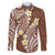 Plumeria With Brown Polynesian Tattoo Pattern Family Matching Long Sleeve Bodycon Dress and Hawaiian Shirt