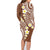 Plumeria With Brown Polynesian Tattoo Pattern Family Matching Long Sleeve Bodycon Dress and Hawaiian Shirt