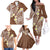 Plumeria With Brown Polynesian Tattoo Pattern Family Matching Off The Shoulder Long Sleeve Dress and Hawaiian Shirt