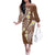 Plumeria With Brown Polynesian Tattoo Pattern Family Matching Off The Shoulder Long Sleeve Dress and Hawaiian Shirt