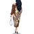 Plumeria With Brown Polynesian Tattoo Pattern Family Matching Off The Shoulder Long Sleeve Dress and Hawaiian Shirt