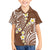 Plumeria With Brown Polynesian Tattoo Pattern Family Matching Off The Shoulder Long Sleeve Dress and Hawaiian Shirt