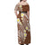 Plumeria With Brown Polynesian Tattoo Pattern Family Matching Off Shoulder Maxi Dress and Hawaiian Shirt