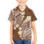 Plumeria With Brown Polynesian Tattoo Pattern Family Matching Off Shoulder Maxi Dress and Hawaiian Shirt