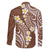 Plumeria With Brown Polynesian Tattoo Pattern Family Matching Puletasi and Hawaiian Shirt