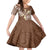 Plumeria With Brown Polynesian Tattoo Pattern Family Matching Short Sleeve Bodycon Dress and Hawaiian Shirt