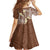 Plumeria With Brown Polynesian Tattoo Pattern Family Matching Short Sleeve Bodycon Dress and Hawaiian Shirt