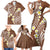 Plumeria With Brown Polynesian Tattoo Pattern Family Matching Short Sleeve Bodycon Dress and Hawaiian Shirt