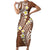 Plumeria With Brown Polynesian Tattoo Pattern Family Matching Short Sleeve Bodycon Dress and Hawaiian Shirt