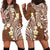 Plumeria With Brown Polynesian Tattoo Pattern Hoodie Dress