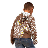 Plumeria With Brown Polynesian Tattoo Pattern Kid Hoodie LT05 - Polynesian Pride