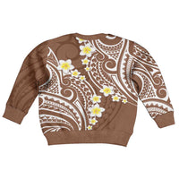 Plumeria With Brown Polynesian Tattoo Pattern Kid Ugly Christmas Sweater LT05 - Polynesian Pride