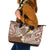 Plumeria With Brown Polynesian Tattoo Pattern Leather Tote Bag