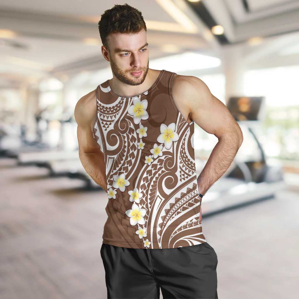 Plumeria With Brown Polynesian Tattoo Pattern Men Tank Top LT05 Brown - Polynesian Pride