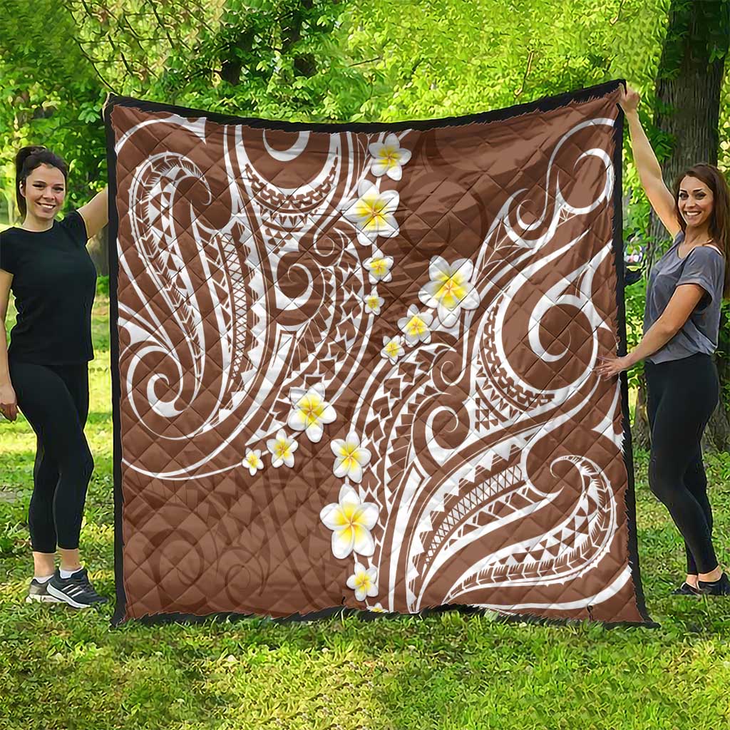 Plumeria With Brown Polynesian Tattoo Pattern Quilt LT05 - Polynesian Pride