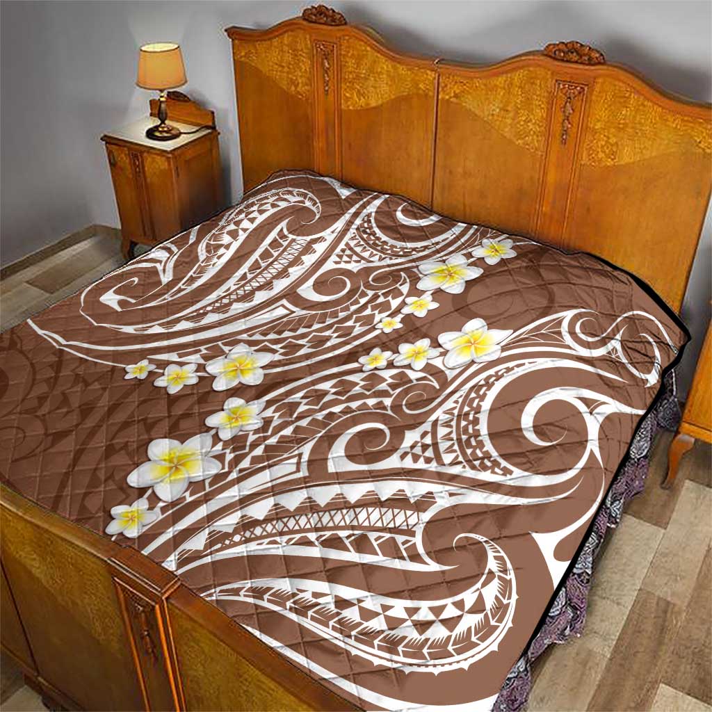 Plumeria With Brown Polynesian Tattoo Pattern Quilt LT05 - Polynesian Pride